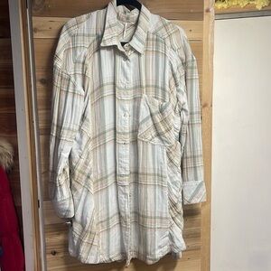 Free people plaid shirt dress with tie sides. Size large like new.
